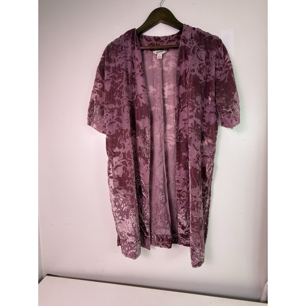 Arizona Jeans Burnout Velvet Kimono Cardigan Duster Mauve Pink Boho XS S